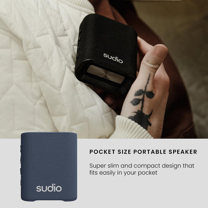 Sudio S2 Blue Bluetooth Speaker with Loud Sound and Deep Bass Long Playtime IPx5 Waterproof Bluetooth 5.3 TWS Pairing Portable Wireless Compact Speaker for Home, Outdoor