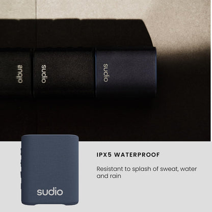 Sudio S2 Blue Bluetooth Speaker with Loud Sound and Deep Bass Long Playtime IPx5 Waterproof Bluetooth 5.3 TWS Pairing Portable Wireless Compact Speaker for Home, Outdoor