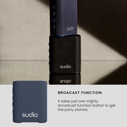 Sudio S2 Blue Bluetooth Speaker with Loud Sound and Deep Bass Long Playtime IPx5 Waterproof Bluetooth 5.3 TWS Pairing Portable Wireless Compact Speaker for Home, Outdoor