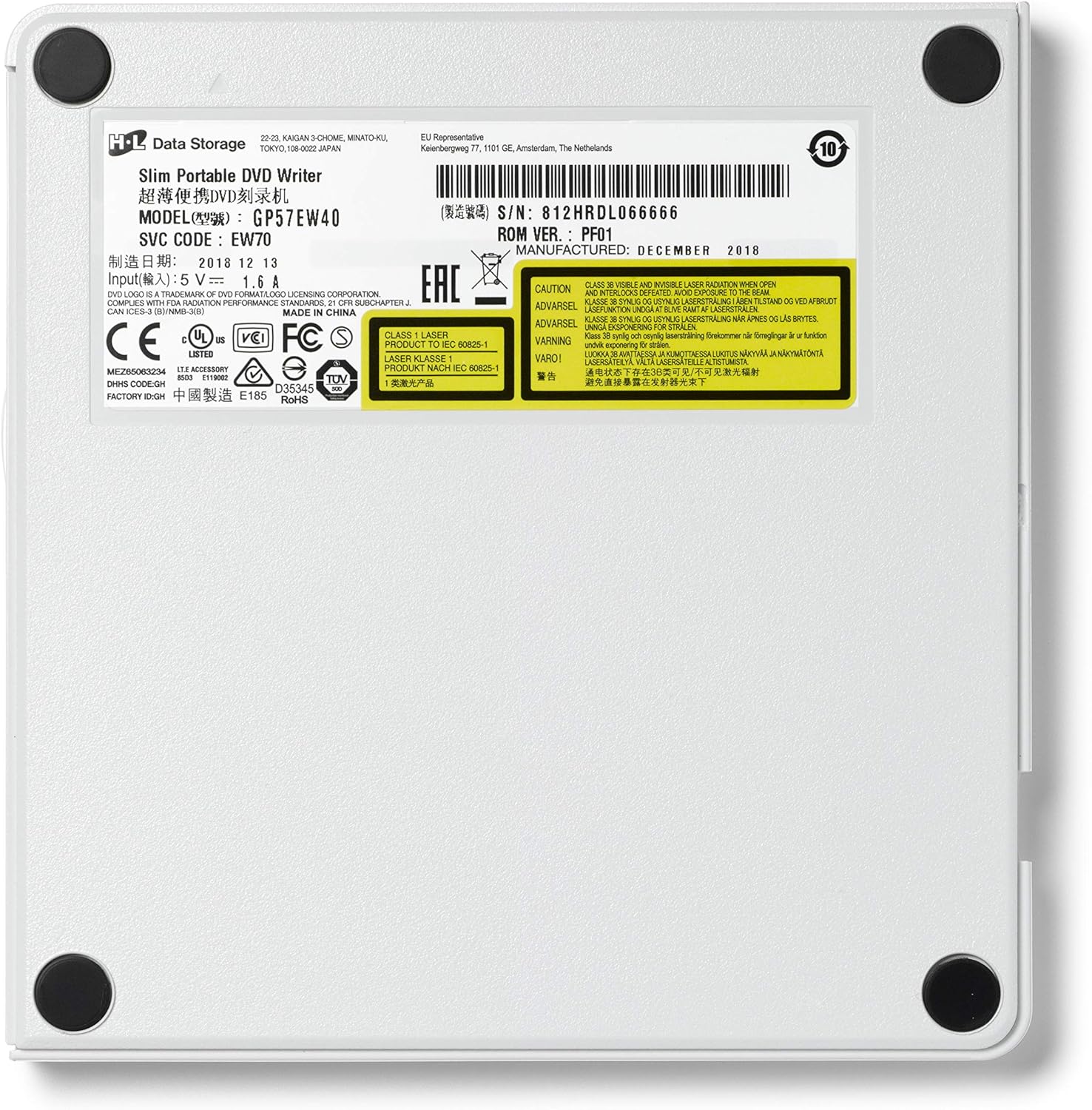 Hitachi-LG GP57, External DVD Drive, USB 2.0, 8x Read/Write Speed, M-DISC Support, Silent Play Technology