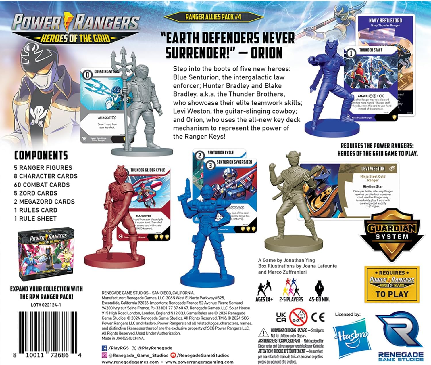 Renegade Game Studios: Power Rangers: Heroes of The Grid: Allies Pack #4 - Expansion, 5 New Heroes! Roleplaying Miniatures Game, Age 14+, 2 -5 Player