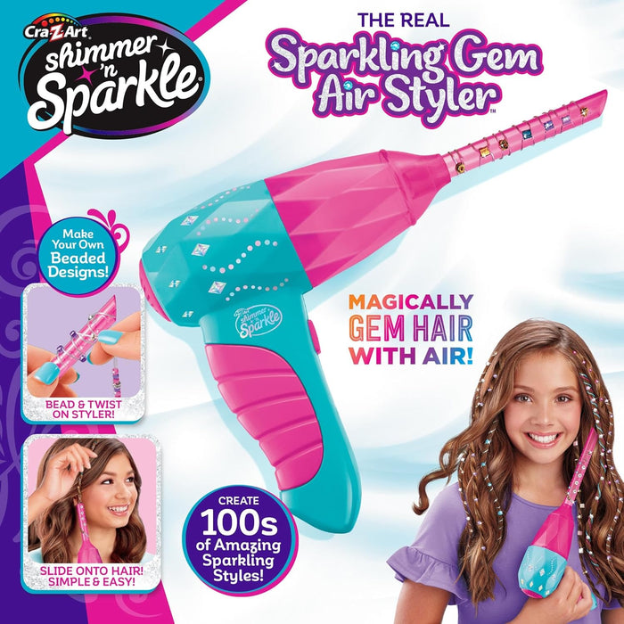 CRA-Z-ART- Shimmer N Sparkle-Estilizador de Aire con Gemas Brillantes para el Cabello, Regalo para niñas de 8 años en adelante, Multicolor, Small (Larose Ind 65609
