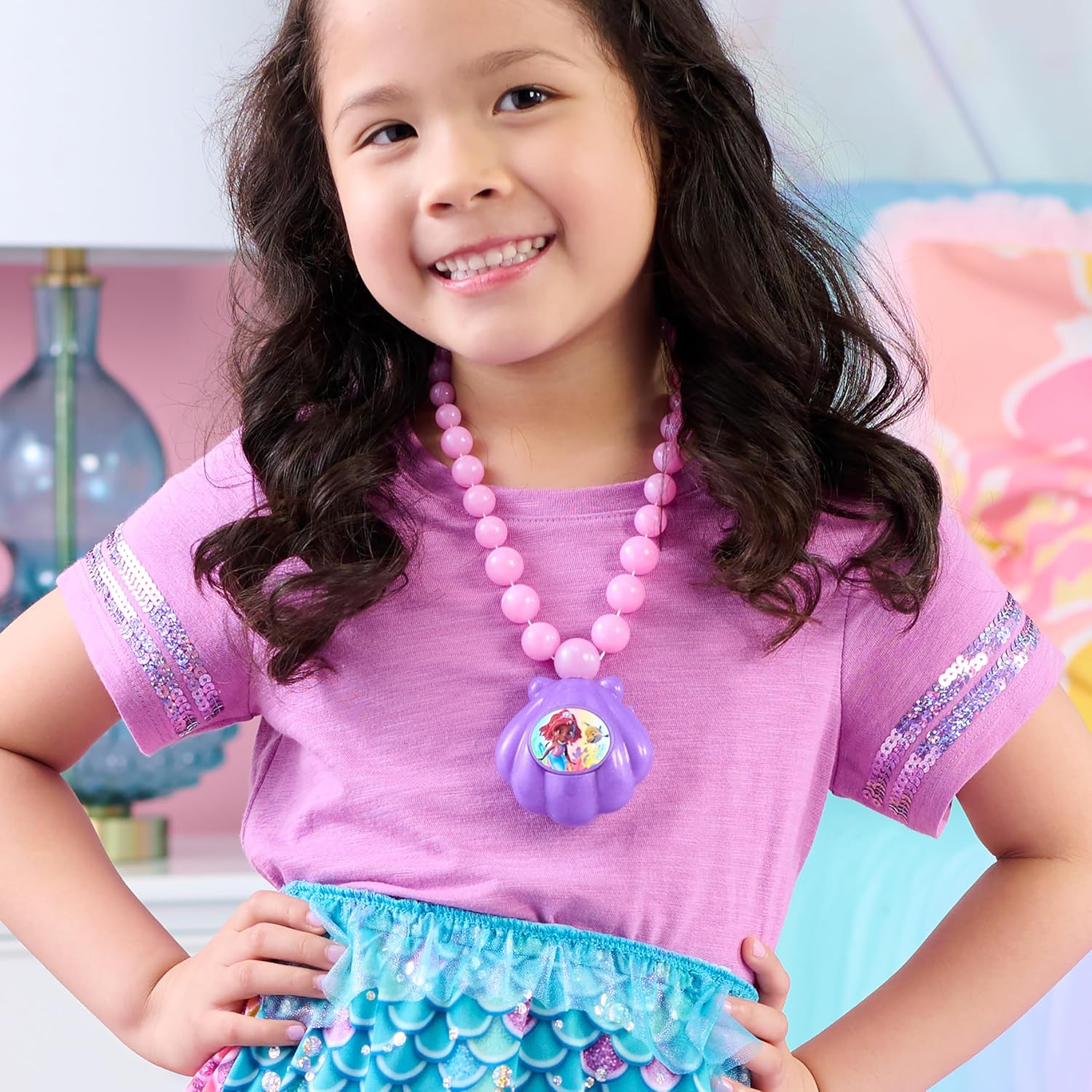 Just Play 39909 Ariel Jr Ocean Glow Necklace, Multicolor