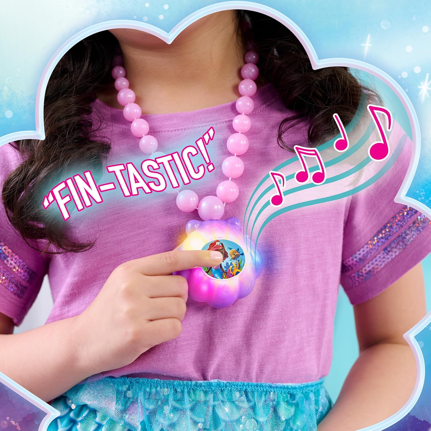 Just Play 39909 Ariel Jr Ocean Glow Necklace, Multicolor
