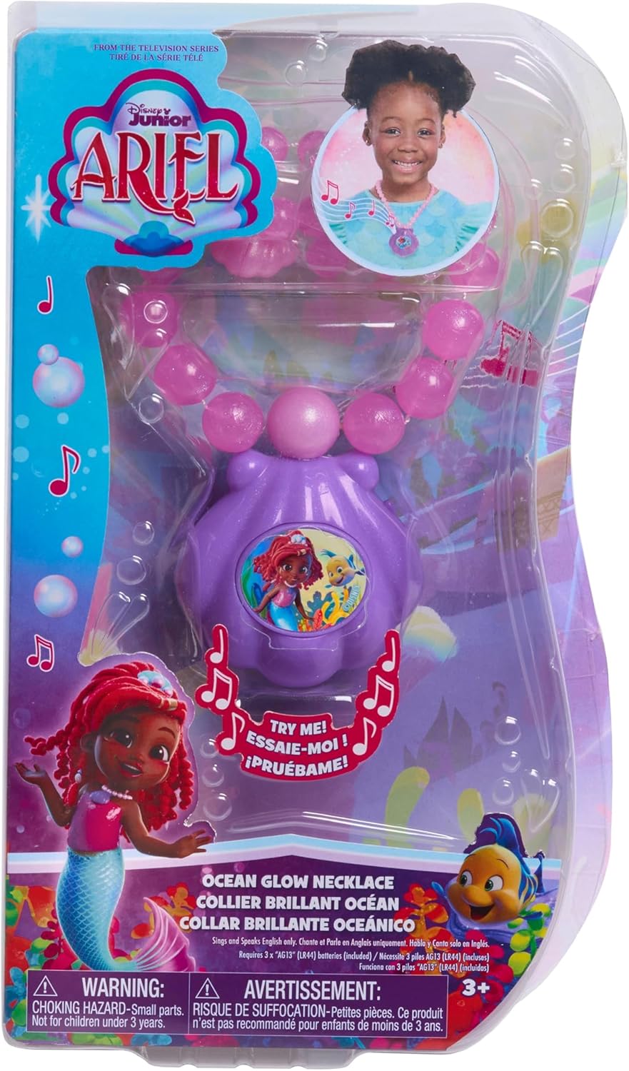 Just Play 39909 Ariel Jr Ocean Glow Necklace, Multicolor