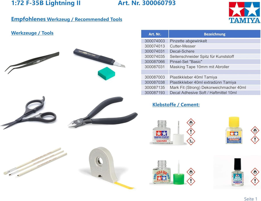 TAMIYA 60793 1:72 F-35B Lightning II - Faithful Replica, Plastic Kit, Crafts, Model Kit, Assembly, Unpainted