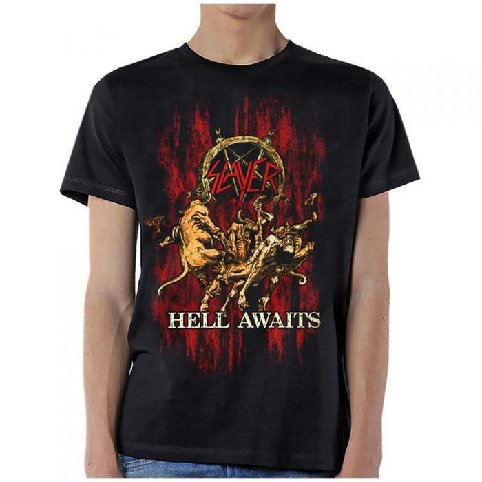 Global Slayer Hell Awaits Blood Men's Black T-Shirt