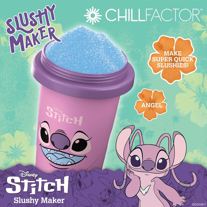 ChillFactor 08259 Disney Stitch Reusable Squeeze Cup Maker with Angel Character Design, Homemade slushies