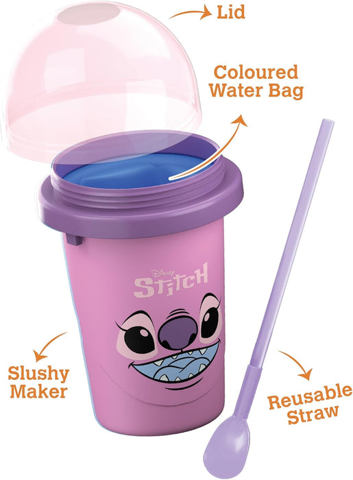 ChillFactor 08259 Disney Stitch Reusable Squeeze Cup Maker with Angel Character Design, Homemade slushies
