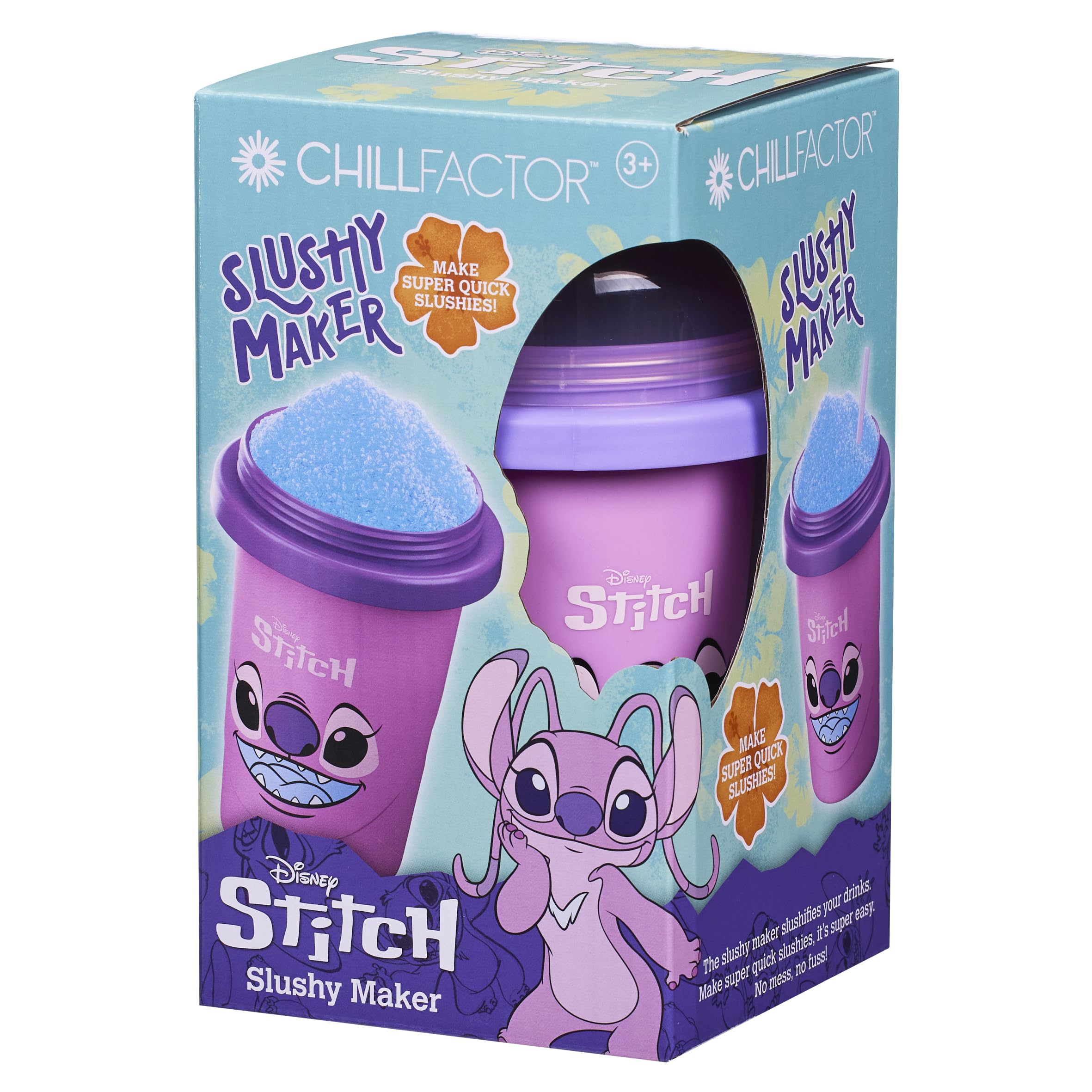 ChillFactor 08259 Disney Stitch Reusable Squeeze Cup Maker with Angel Character Design, Homemade slushies