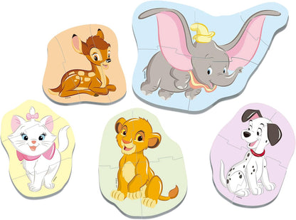 Educa - Disney, Baby Puzzleset mit 5 Puzzles für Kinder ab 24 Monaten, Bambi, Dumbo, 101 Dalmatiner, Aristocats, König der Löwen (18591)