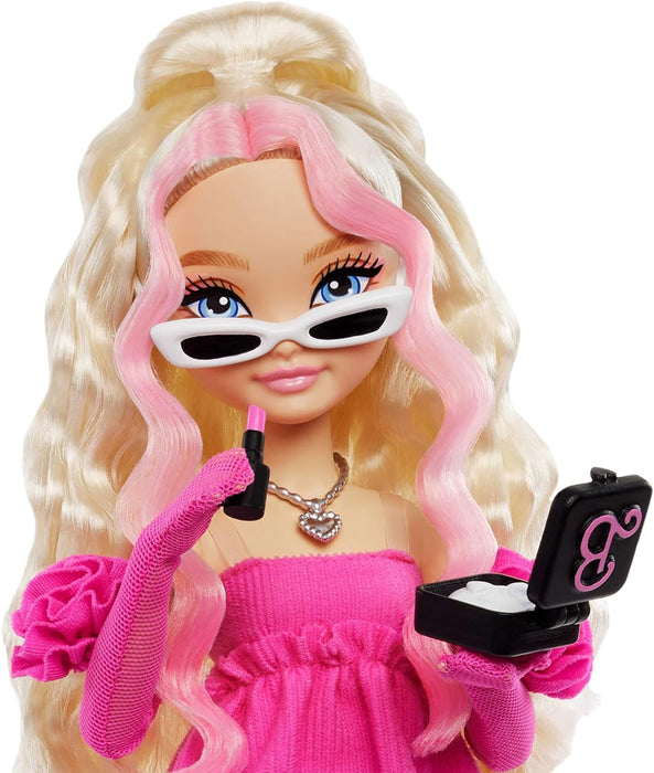 Barbie Dream Besties Doll and Accessories, Barbie “Malibu” Posable Fashion Doll with Wavy Blonde Hair, 11 Makeup and Hair Themed Pieces, HYC21