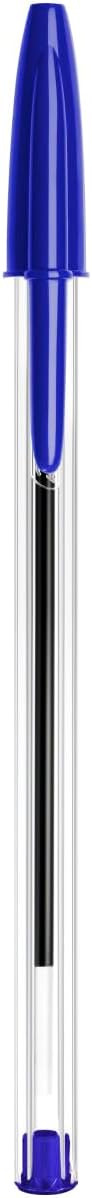 BIC Cristal Original Kugelschreiber mit mittlerer Spitze (1,00 mm), sechseckigem Schaft und passender Kappe – Blau, Kartonschachtel à 10