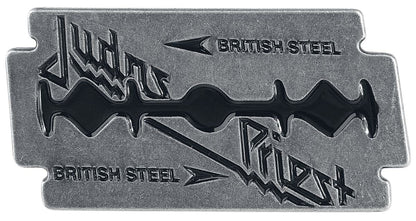 Judas Priest Pin Badge British Steel Razor Bandge Logo Official Grey One Size