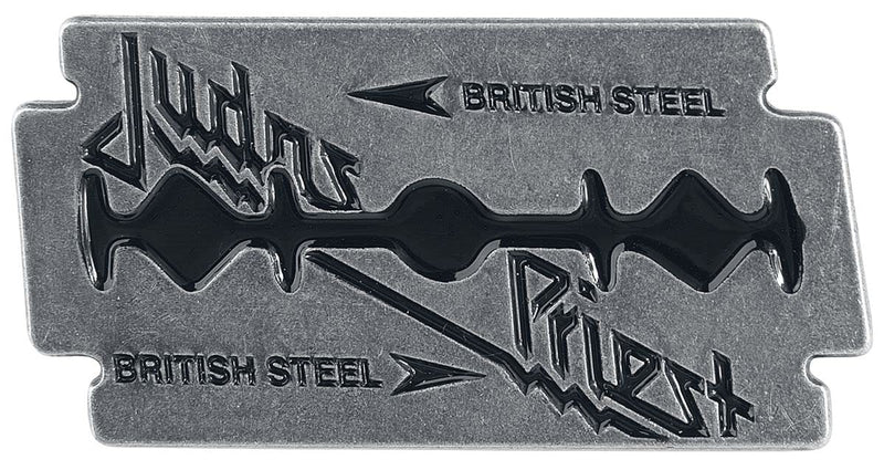Judas Priest Pin Badge British Steel Razor Bandge Logo Official Grey One Size
