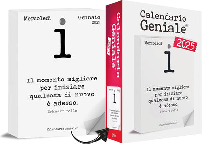 Calendario Geniale 2025 The First and the Original. Philosophical Gift Idea. Organic Table Calendar with Gift Box. Daily Philosophical Phrases. Digital Bonus. Insert 10 x 14 cm