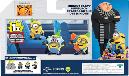 Minions Despicable Me 4 4 Figure Packs Party Bus Bunch | 5.8cm Collectible Figures | Pack Has 3 Figures Visible Plus 1 Surprise Figure Hidden