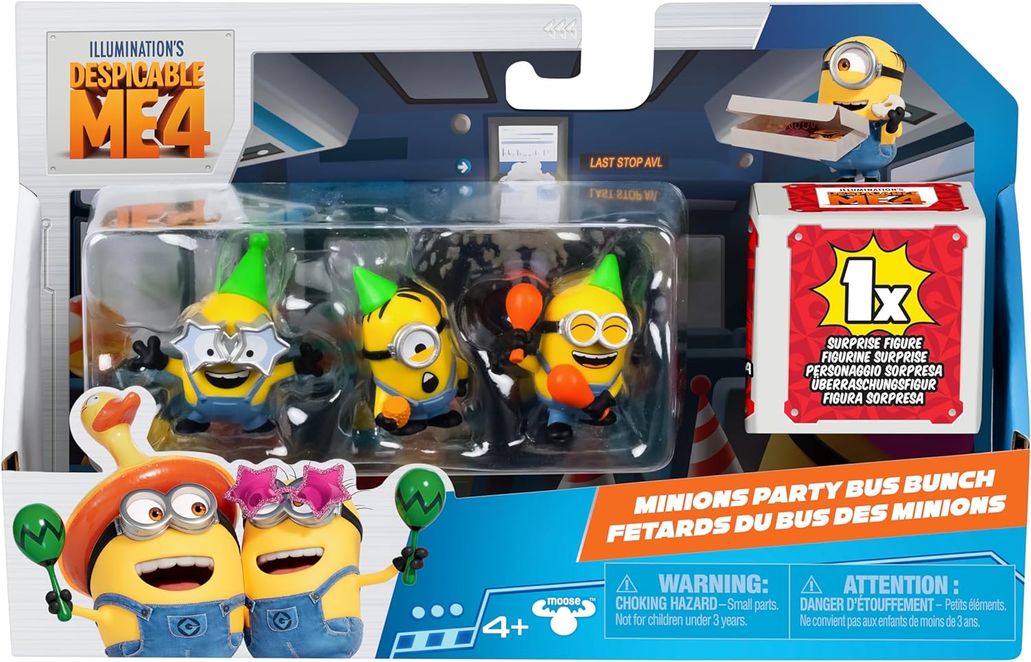 Minions Despicable Me 4 4 Figure Packs Party Bus Bunch | 5.8cm Collectible Figures | Pack Has 3 Figures Visible Plus 1 Surprise Figure Hidden