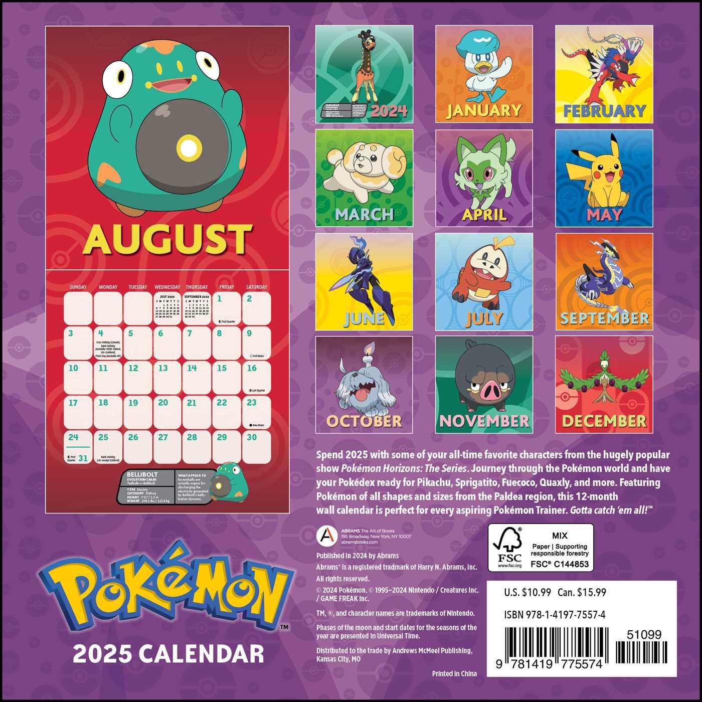 Pokémon 2025 Mini Wall Calendar
