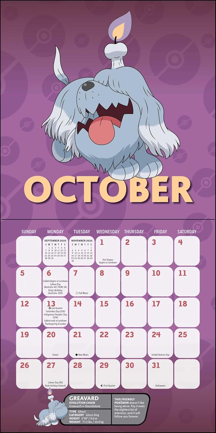 Pokémon 2025 Mini Wall Calendar