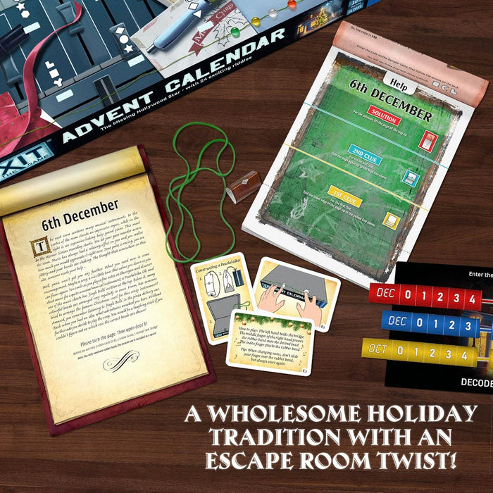 Thames & Kosmos EXIT: Advent Calendar - The Missing Hollywood Star, Escape Room Card Game, Family Games for Game Night, Holiday Season Games for Adults and Kids, for 1+ Players, Age 10+
