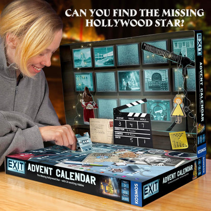Thames & Kosmos EXIT: Advent Calendar - The Missing Hollywood Star, Escape Room Card Game, Family Games for Game Night, Holiday Season Games for Adults and Kids, for 1+ Players, Age 10+