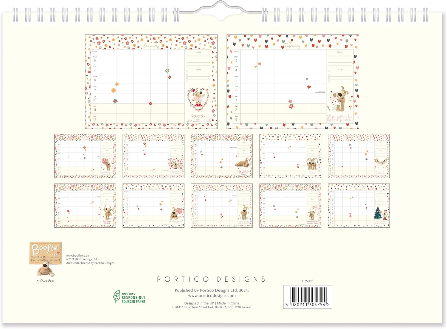 2025 Boofle A4 Family Planner Wall Calendar