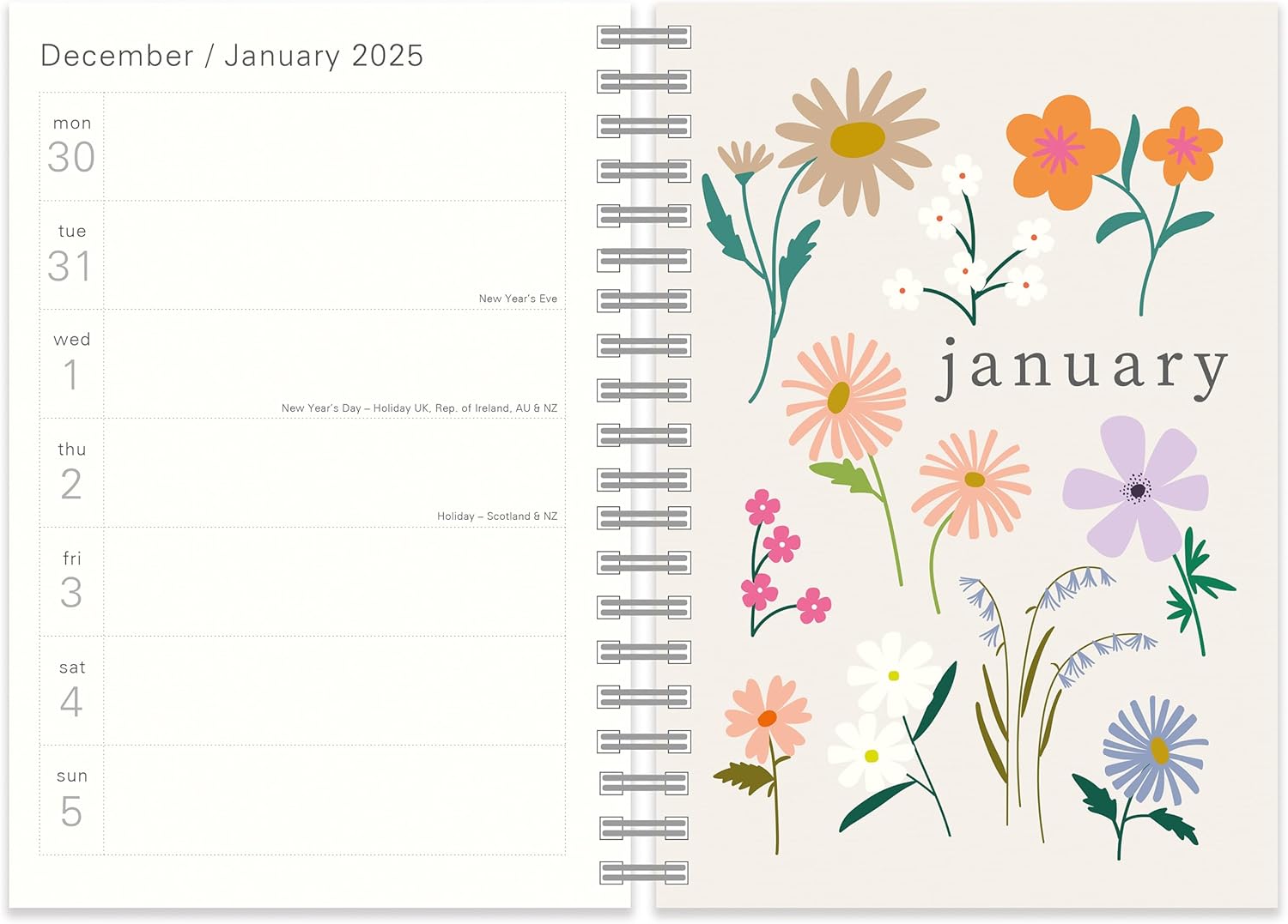 2025 Caroline Gardner Botanical Blooms A5 Wiro Diary
