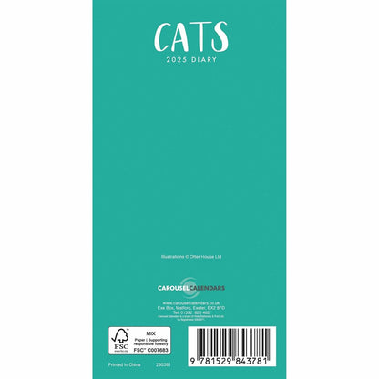 Carousel Calendars Cats by Anne Mortimer Slim Diary 2025 (PFP)