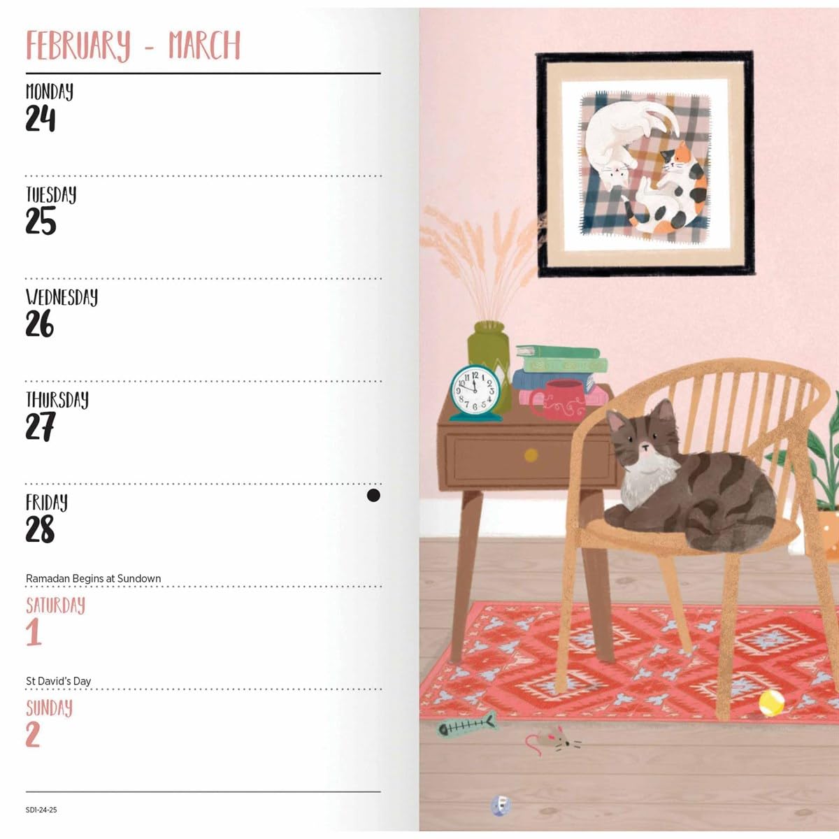 Carousel Calendars Cats by Anne Mortimer Slim Diary 2025 (PFP)
