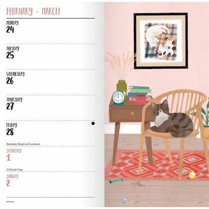Carousel Calendars Cats by Anne Mortimer Slim Diary 2025 (PFP)