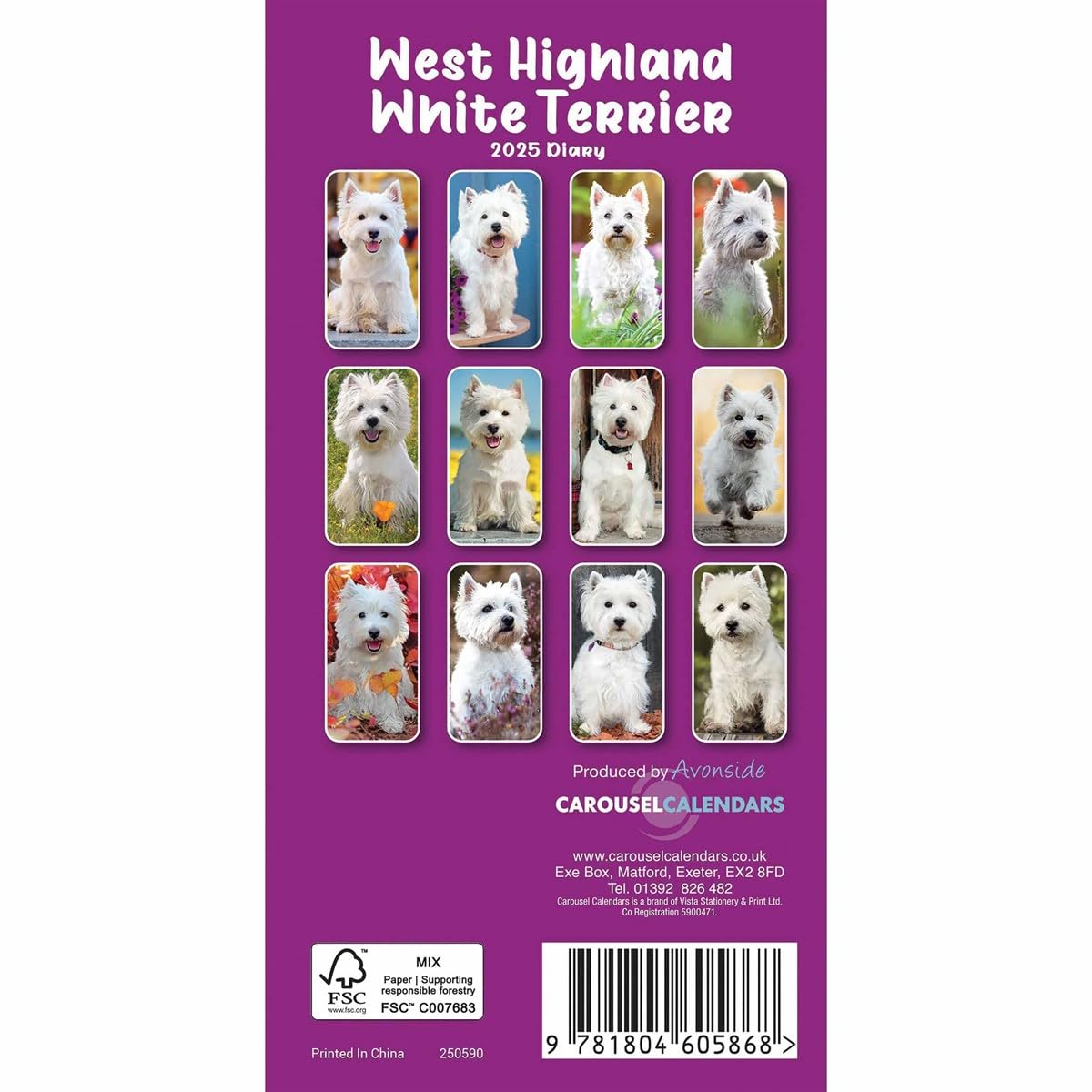 Carousel Calendars West Highland White Terriers Slim Diary 2025 (PFP)