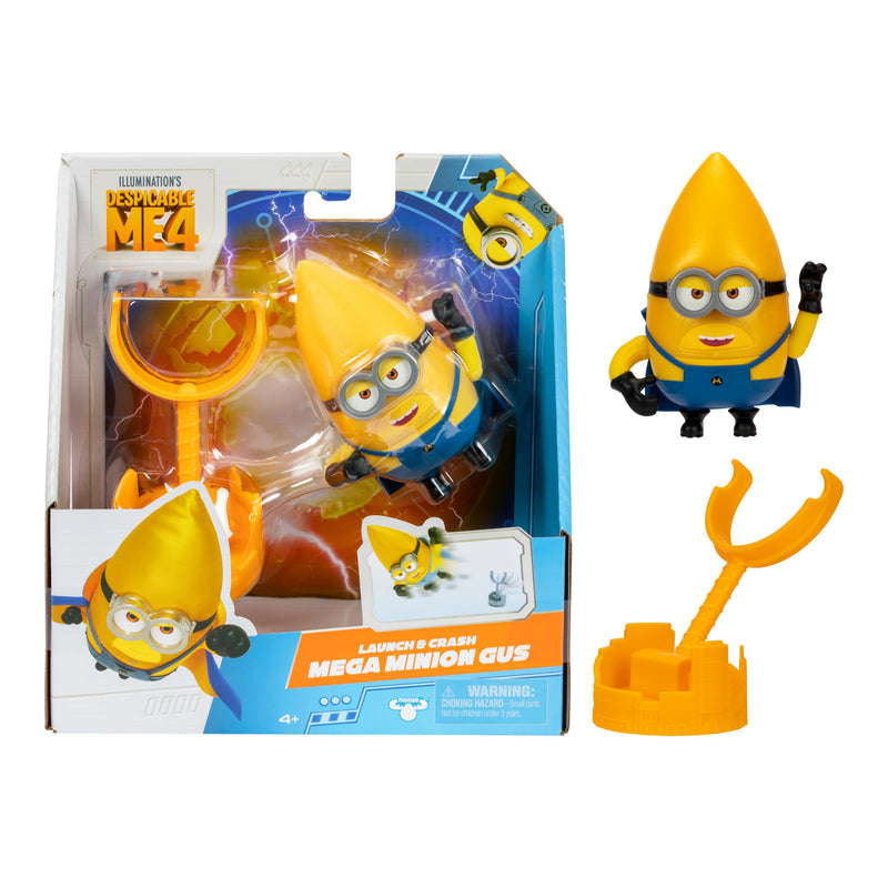 Minions Cattivissimo Me 4 Launch and Crash Mega Gus Action Figure | Launch Gus Into The Scene from His Launcher | Collect All 5 Different Mega All with A Different Play Feature and Accessories