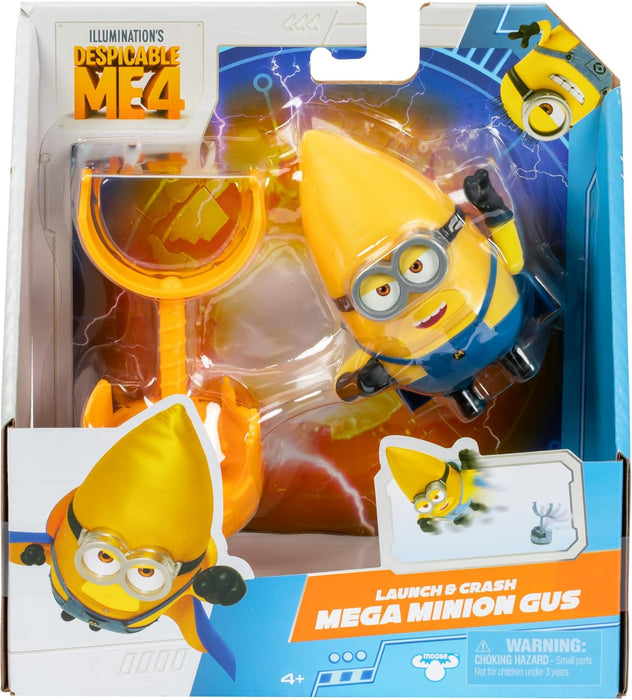 Minions Despicable Me 4 Launch And Crash Mega Gus Action Figure | Launch Gus Into The Scene From His Launcher | Collect All 5 Different Mega All With A Different Play Feature And Accessories