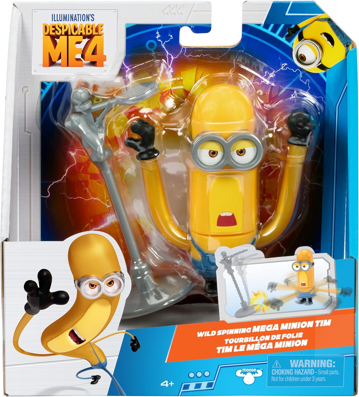 Minions Despicable Me 4 Wild Spinning Mega Tim Action Figure | Press Down On Tim's Head For Some Wild Spinning Knock-down Power | Collect All 5 | All With A Different Play Feature And Accessories