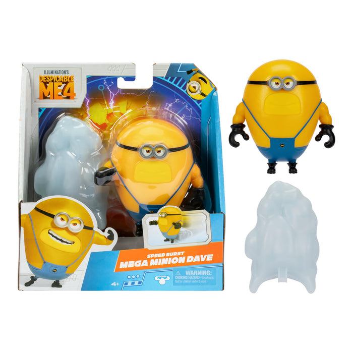 Minions Despicable Me 4 Speed Burst Mega Dave Action Figure | Pull Mega Dave Back For A Burst Of Speed | Collect All 5 | All With A Different Play Feature And Accessories