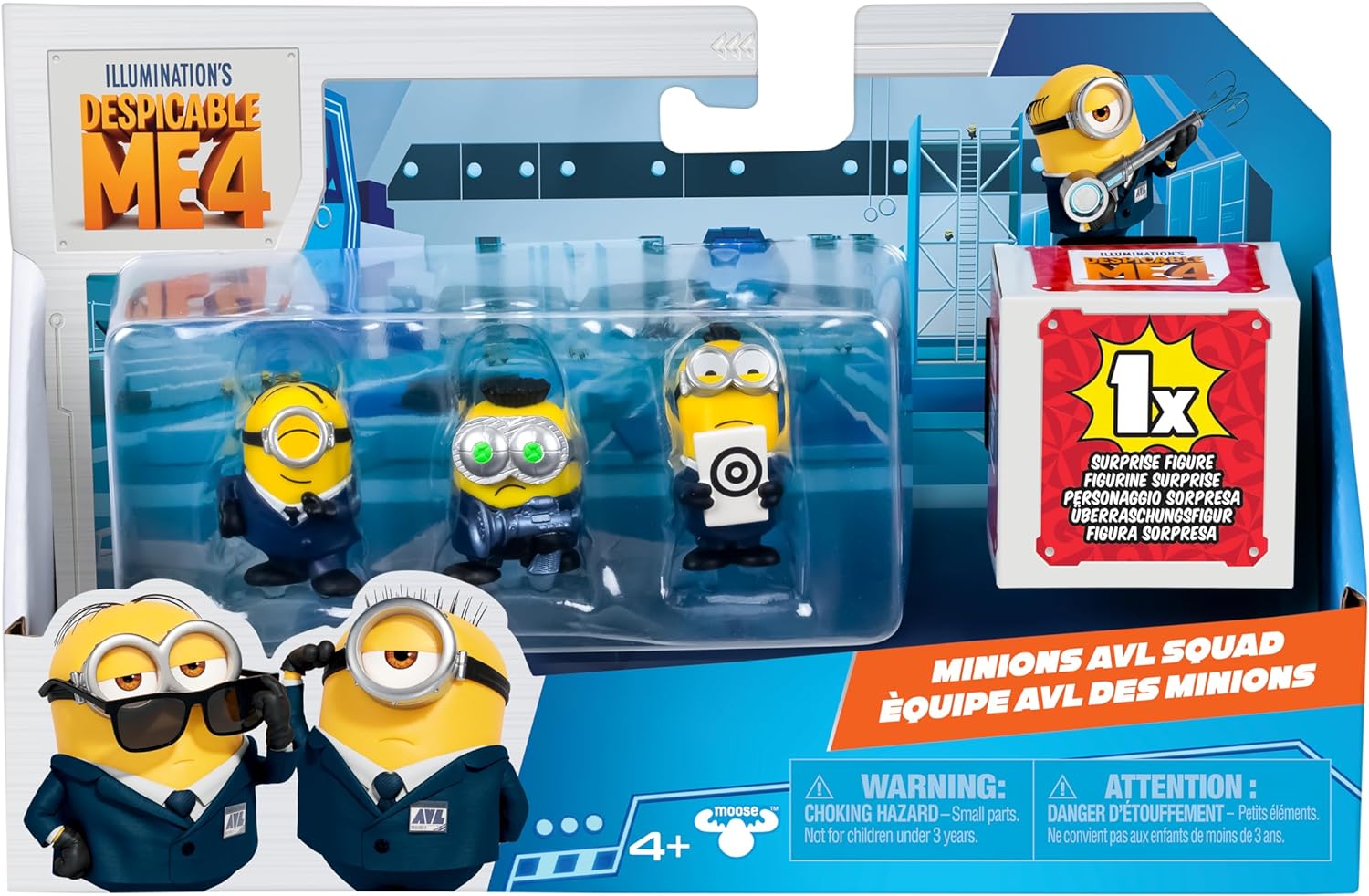 Minions Despicable Me 4 4 Figure Packs AVL Squad | 5.8cm Collectible Figures | Pack Has 3 Figures Visible Plus 1 Surprise Figure Hidden