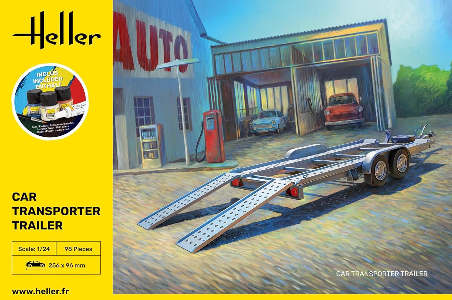 Heller - 1/24 Starter Kit Car Transporter Trailer
