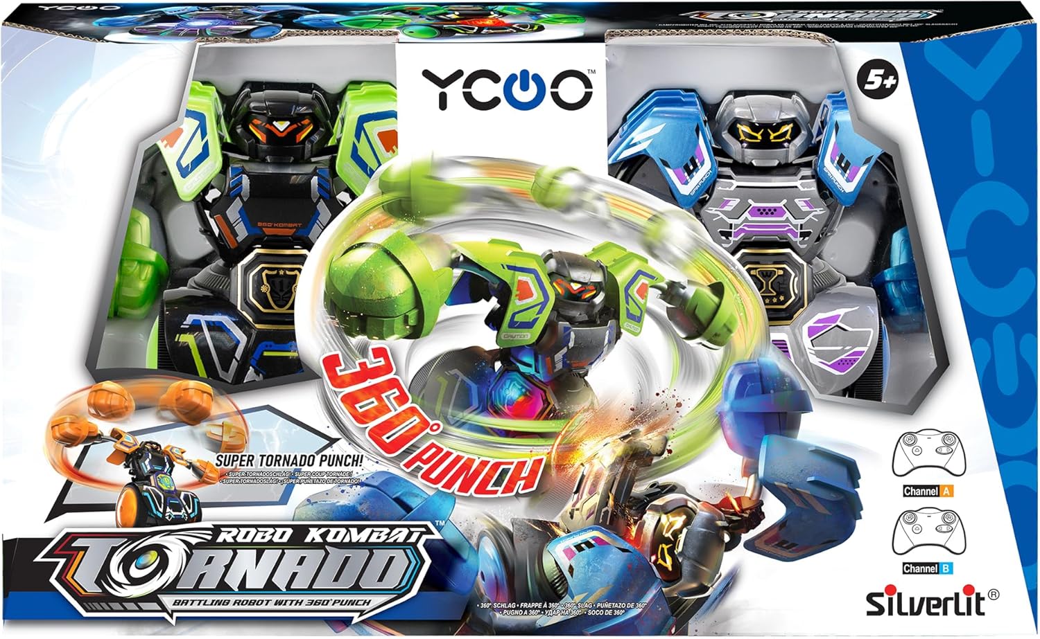 Silverlit 86884 Roboter Kombat Tornado-ferngesteuerte Figur-360° Superstarke Schläge-Zielen Sie auf das Herz Ihres Gegners, um ihn KO zu setzen-für bis zu 4 Spieler-ab 5 Jahren-86884, Mehrfarbig