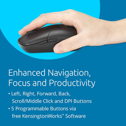 Kensington MY430 EQ Wireless Rechargeable 2.4GHz Bluetooth Mouse, Outer Case Made from 60% Post-Consumer Recycled Content (PCR), With Up to 4 Months Of Battery Life Per Charge (K75507EU