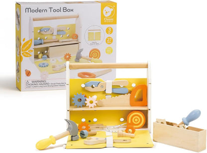 Classic World Werkzeugkasten | Holzspielzeug aus 27 Teile | Kinderwerkzeug für Jungen und Mädchen | Lernspielzeug für Kinder ab 3 Jahren