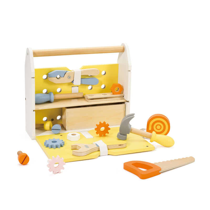 Classic World Werkzeugkasten | Holzspielzeug aus 27 Teile | Kinderwerkzeug für Jungen und Mädchen | Lernspielzeug für Kinder ab 3 Jahren