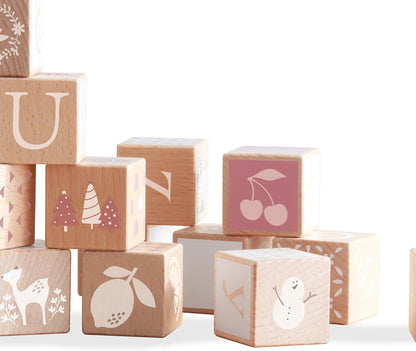Classic World Houten bouwstenen Iris beukenhouten stenen 29 delen met opbergtas