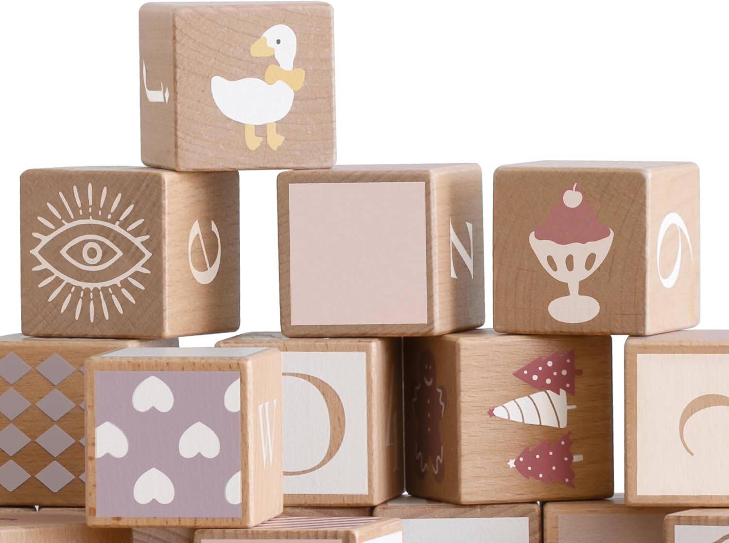Classic World Houten bouwstenen Iris beukenhouten stenen 29 delen met opbergtas