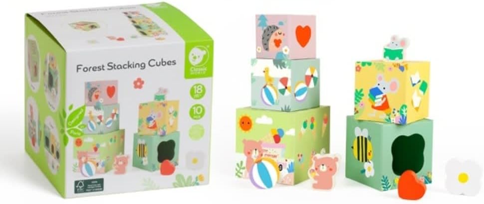 Classic World Bloques apilables con Animales del Bosque, 10dlg.