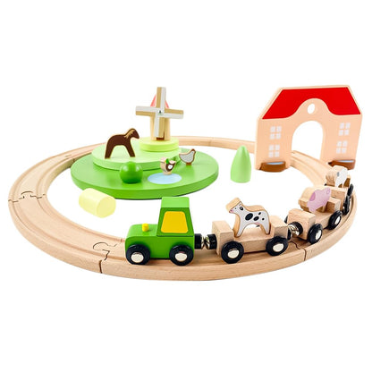 Classic World 28dlg - Juego de juegos de tren de granja de madera.