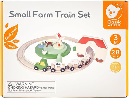 Classic World 28dlg - Juego de juegos de tren de granja de madera.