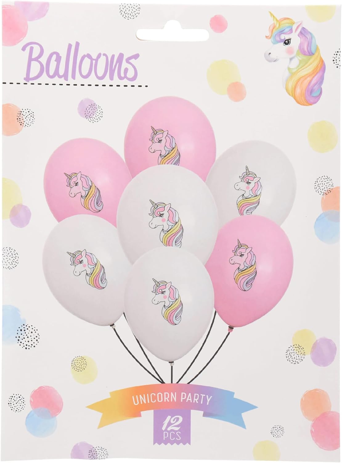 Ballonnen eenhoorn 30 cm set van 12 - ballonnen voor lucht vullen - latexballonnen voor verjaardag, eenhoornfeest, meisjesfeest - ballonset met motief als feestdecoratie - roze wit