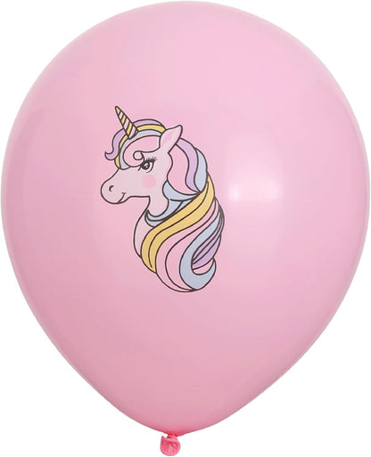 Ballonnen eenhoorn 30 cm set van 12 - ballonnen voor lucht vullen - latexballonnen voor verjaardag, eenhoornfeest, meisjesfeest - ballonset met motief als feestdecoratie - roze wit