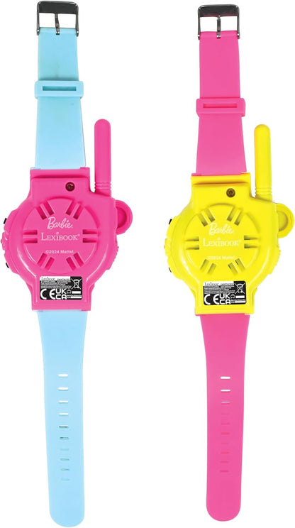 Lexibook, Barbie, Orologio Walkie-Talkie, 2 pezzi, Portata fino a 200m, Torcia, Bussola, Ricaricabile, Rosa, DMWTW1BB
